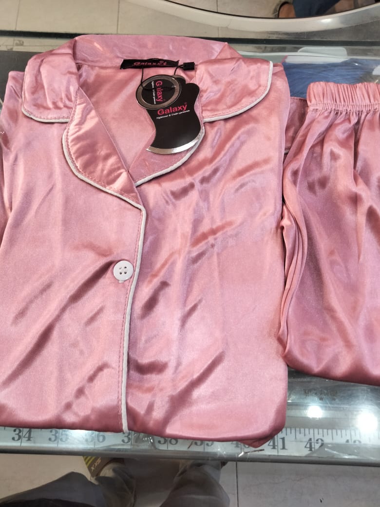 Luxury Satin 2-Piece Pajama Set  with Contrast Piping