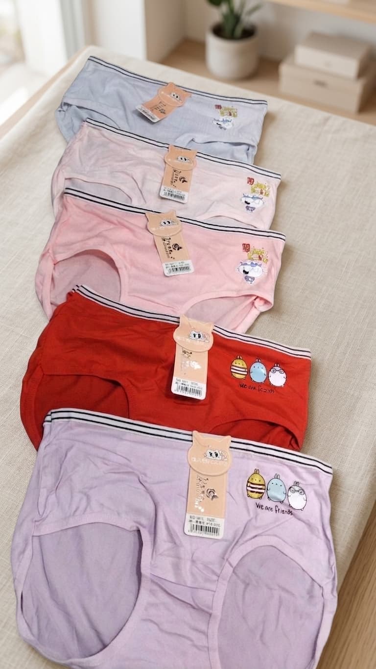 Cute Cartoon "We Are Friends" Cotton Panties for 7 to 12yrs girls