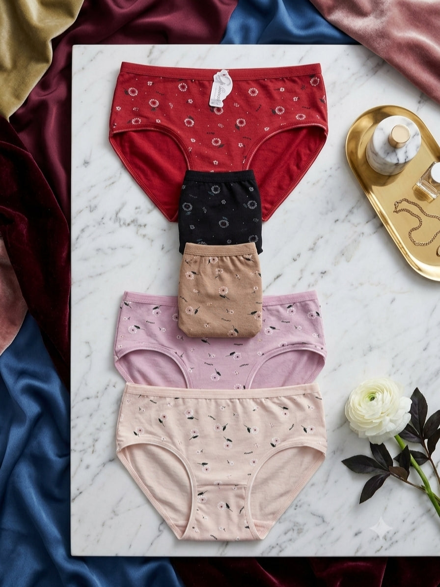 Printed Cotton Briefs for Women or Girls
