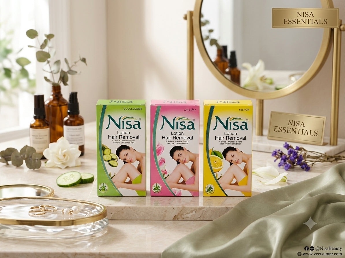 Nisa hair removal cream, lotion and sachet