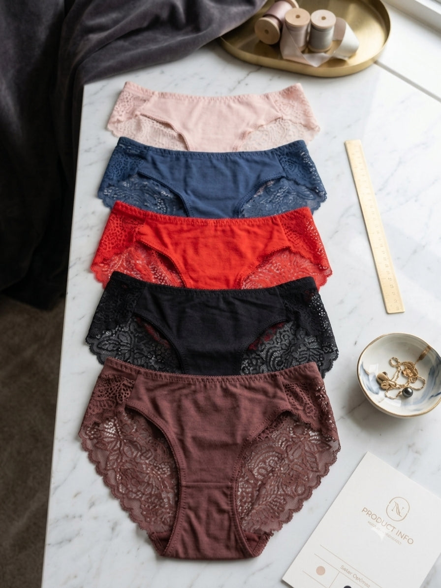 Net Floral Lace Cotton Hipster Panty