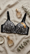 Single padded bra black printed