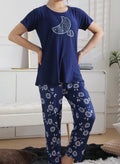 Women’s Floral Print Casual blue Loungewear Set