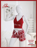 HONEY PLAID 2 piece sleepwear SET WITH BUILT IN BRA
