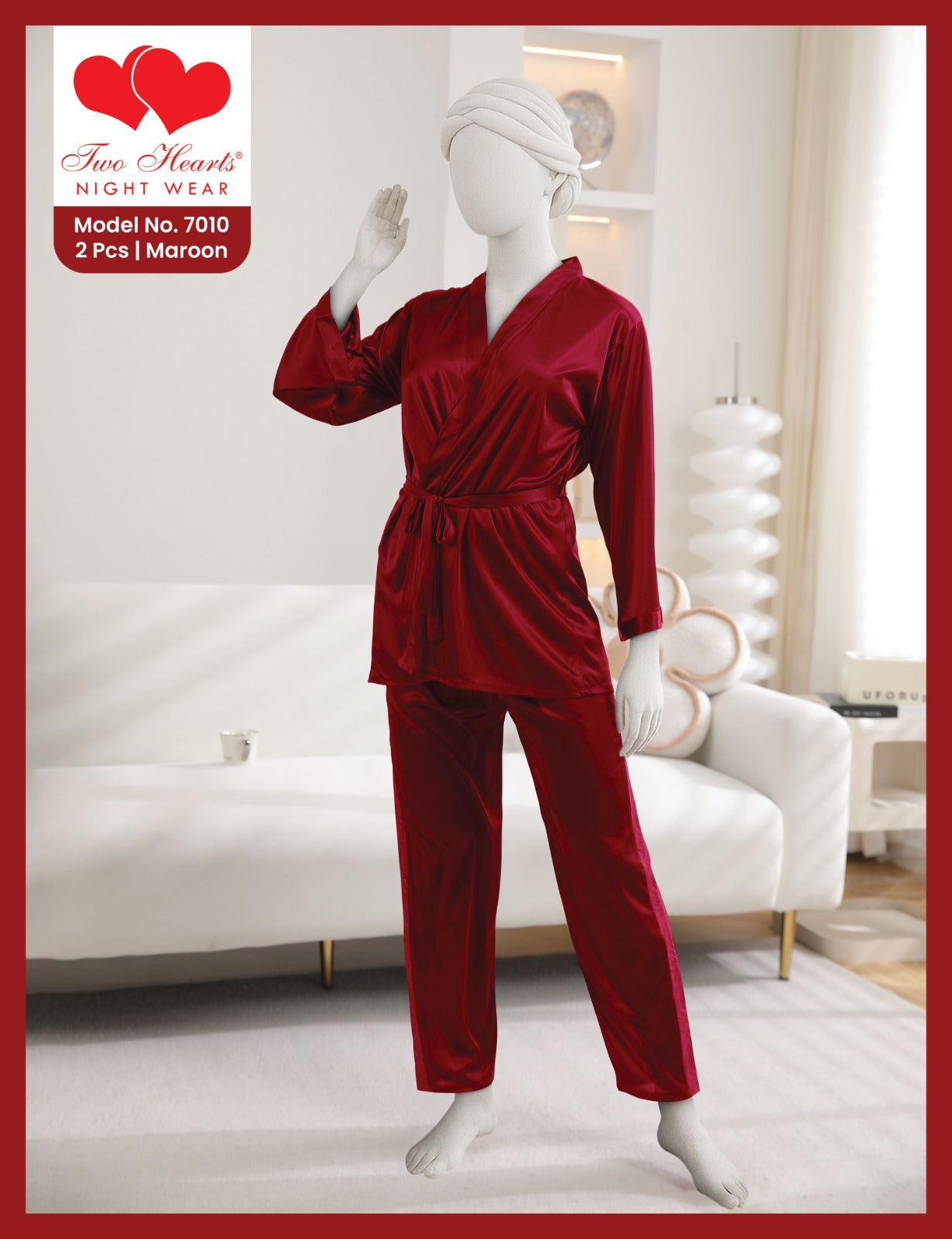 2 Pcs Silk Nightgown Set for Women