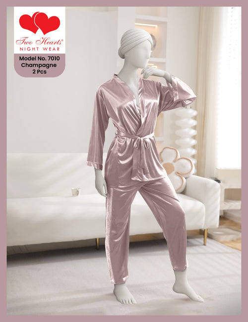 2 Pcs Silk Nightgown Set for Women
