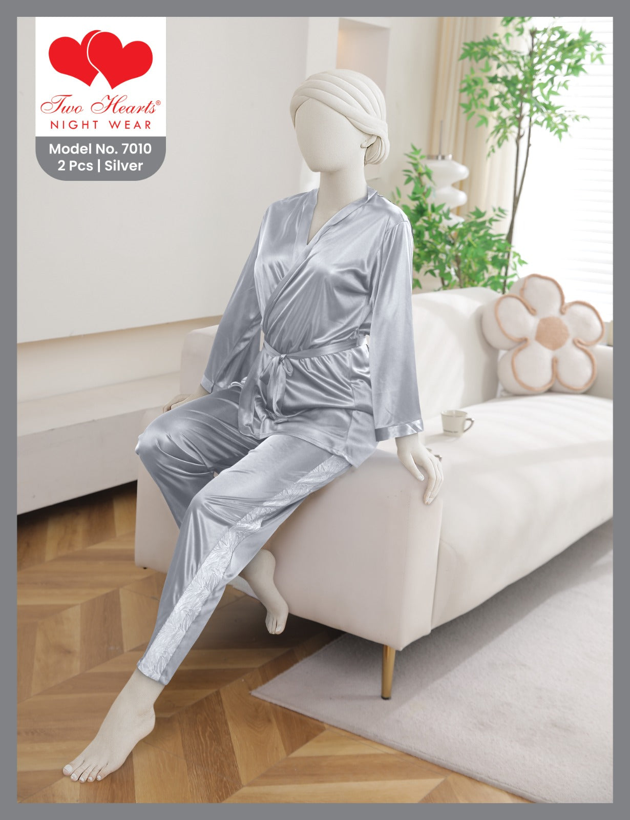 2 Pcs Silk Nightgown Set for Women