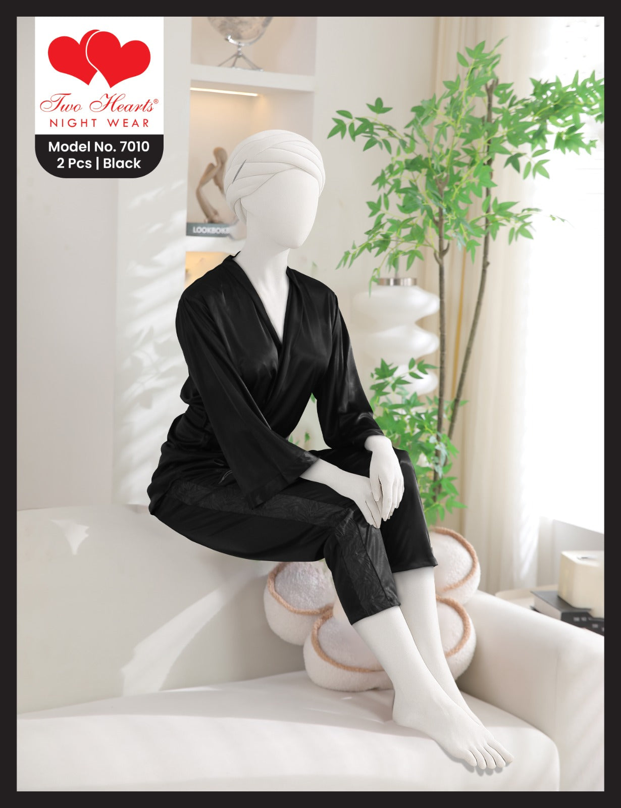 2 Pcs Silk Nightgown Set for Women