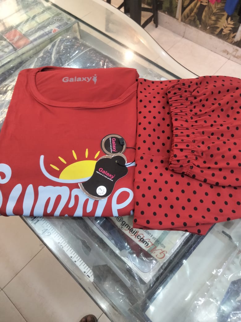 Women's Summer Vibe Pajama Set - Maroon & Polka Dot