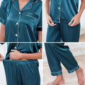 Luxury Satin 2-Piece Pajama Set  with Contrast Piping